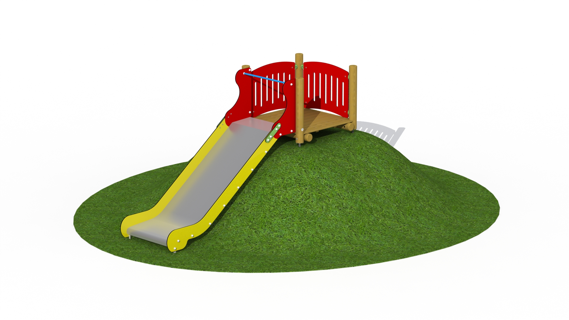 Inox/RVS heuvelglijbaan (1,0 m breed - glijlengte 2,5 m)