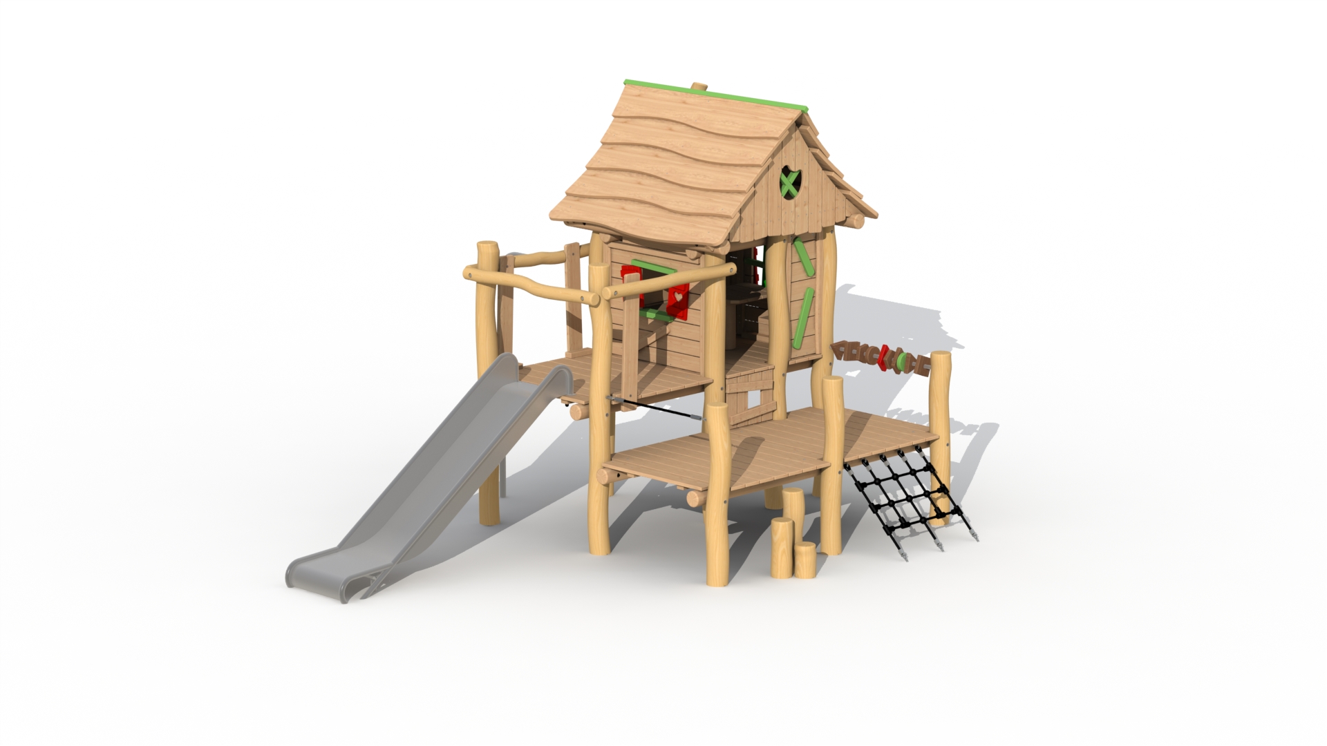 Boswachtershuisje (inox/RVS glijbaan)