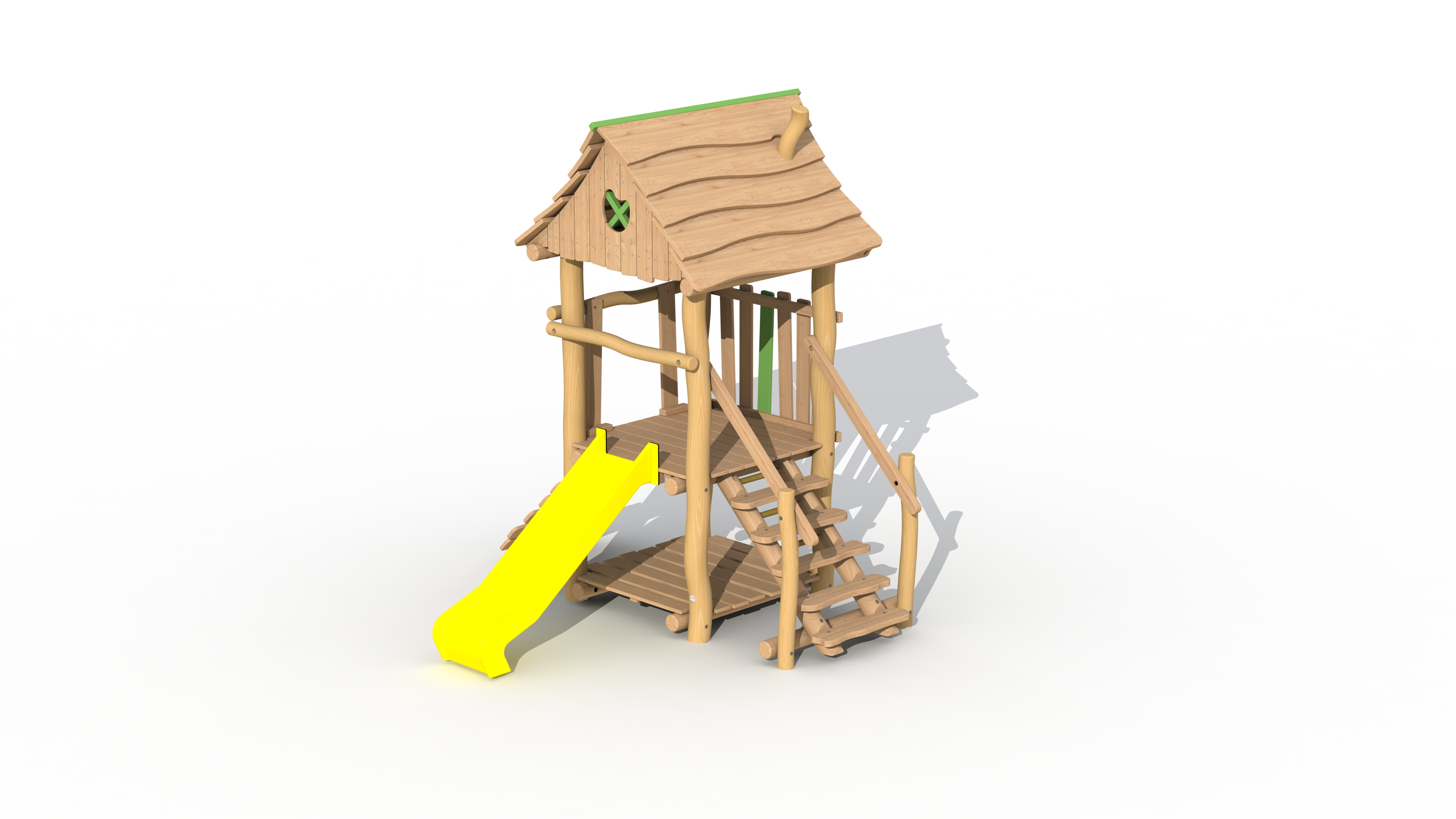 Jagerstoren met dak  (gele kunststof glijbaan)