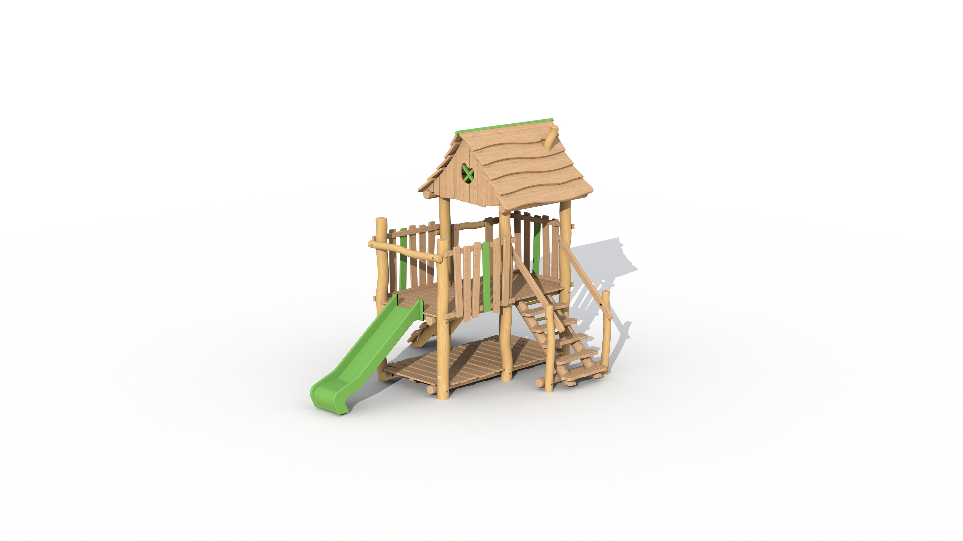 Jagerstoren met uitbreiding  (groene kunststof glijbaan)