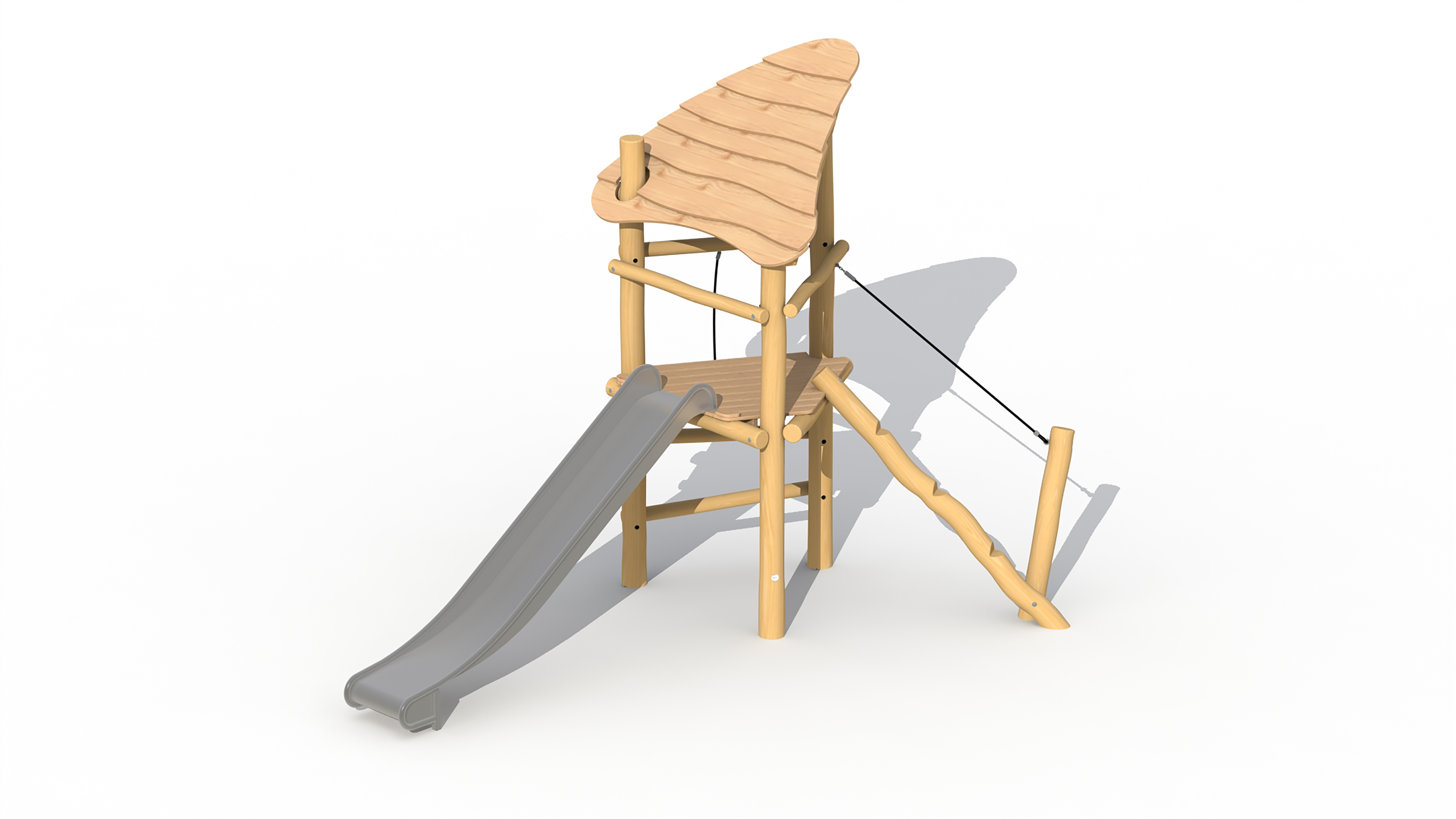 Speeltoren met dak (met inox/RVS glijbaan)