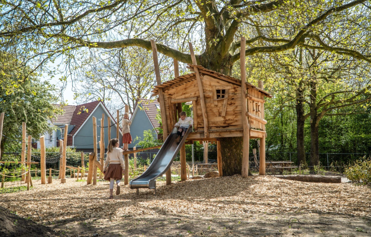 Boomhut met glijbaan
