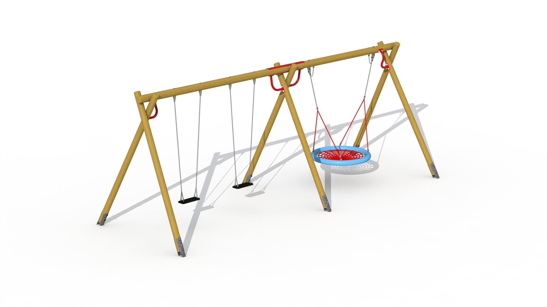 Dubbele schommel (met schommelkorf en 2 rubberzittingen)