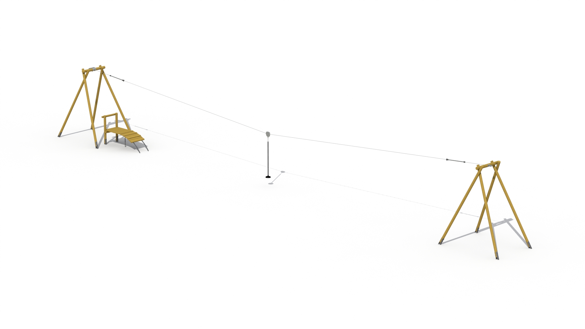 Kabelbaan met 1 platform en 1 heuvel