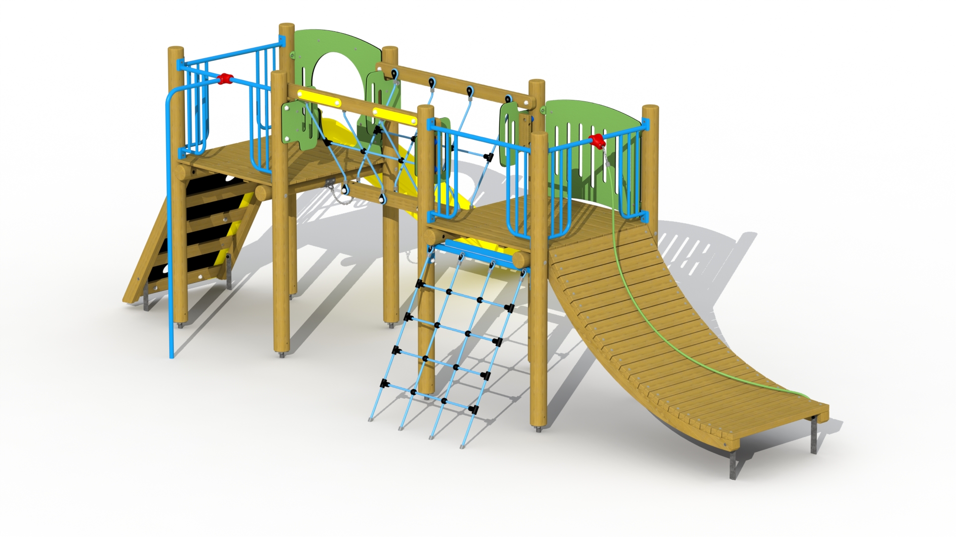 Indianendorp (kunststof glijbaan, netbrug)