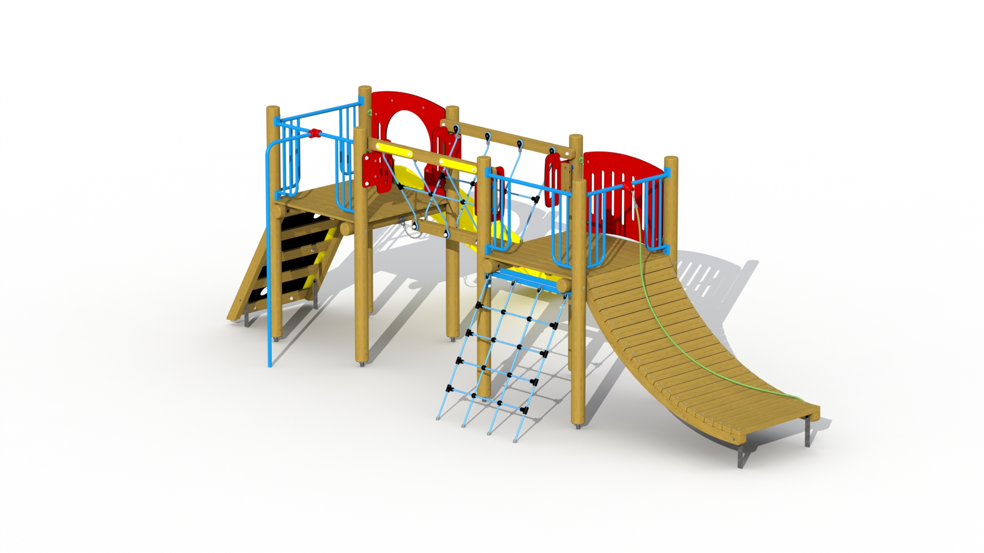 Indianendorp (kunststof glijbaan, netbrug)