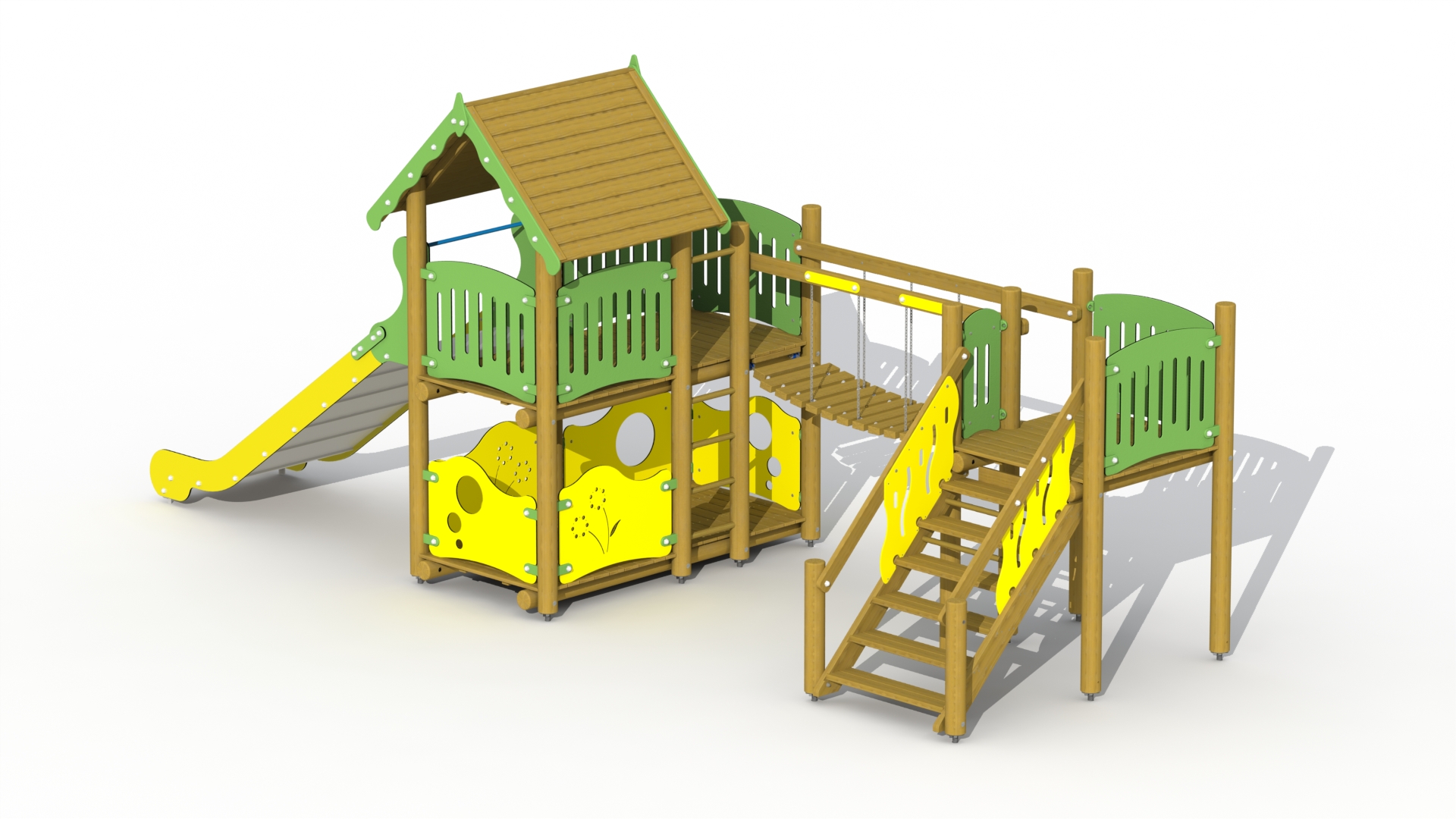 Vesting (inox/RVS glijbaan 1m, soepele loopbrug)