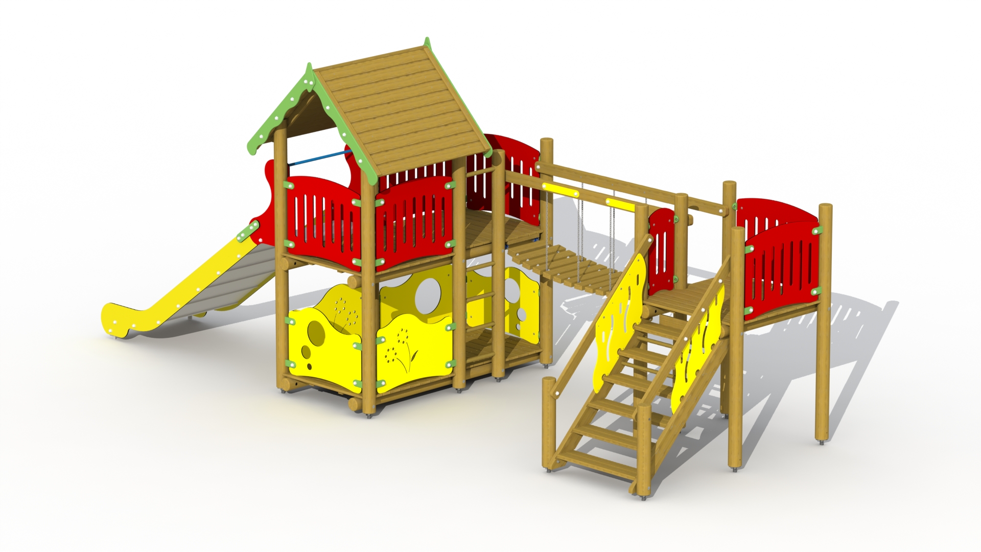 Vesting (inox/RVS glijbaan 1m, soepele loopbrug)