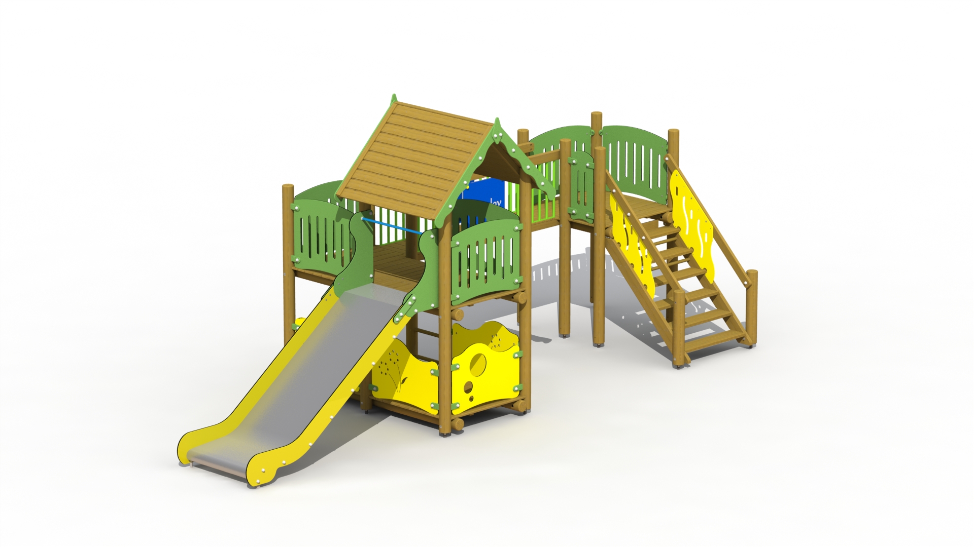 Vesting (inox/RVS glijbaan 1m, vaste loopbrug)