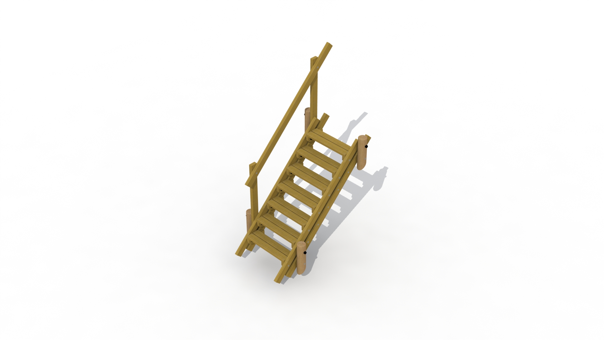 Terreintrap 2,1m (inclusief 4 bevestigingspalen) (met leuning)