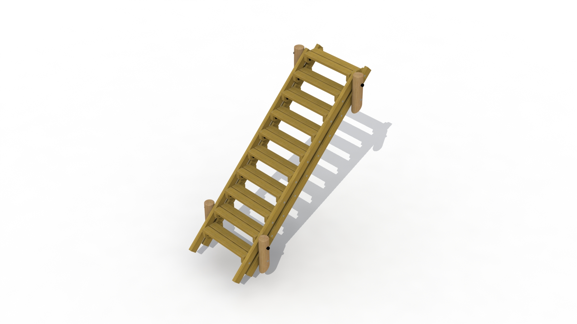 Terreintrap 2,7 m (inclusief 4 bevestigingspalen) (zonder leuning)