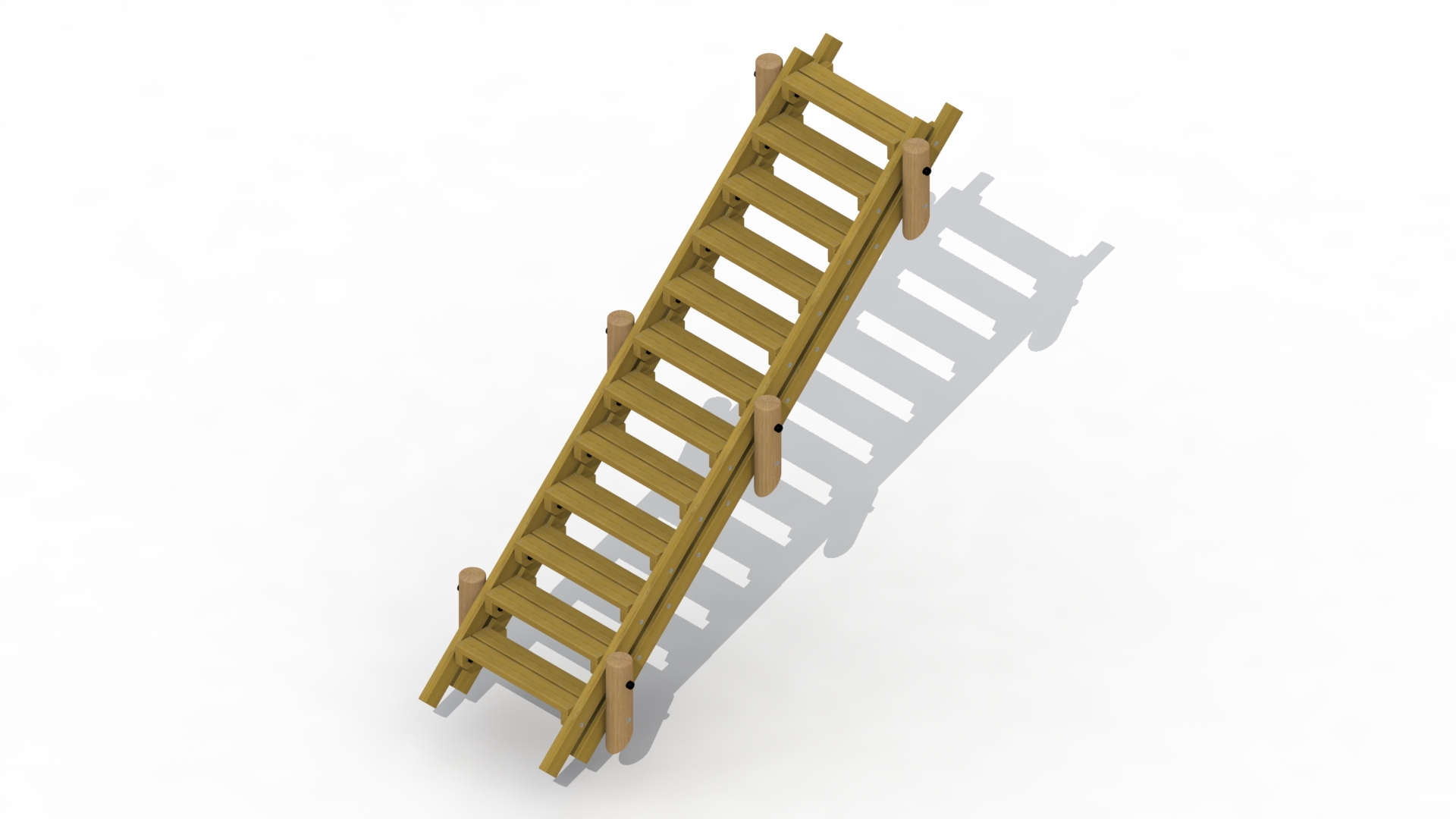 Terreintrap 3,3 m (inclusief 4 bevestigingspalen) (zonder leuning)