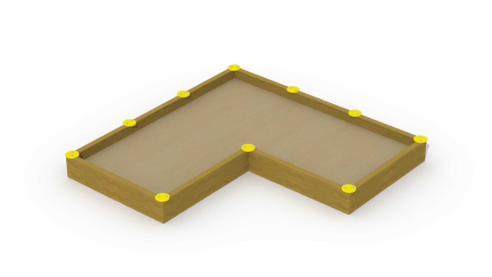 Zandbak 3,8 x 3,8 m (L-vorm) - met 10 zittingen
