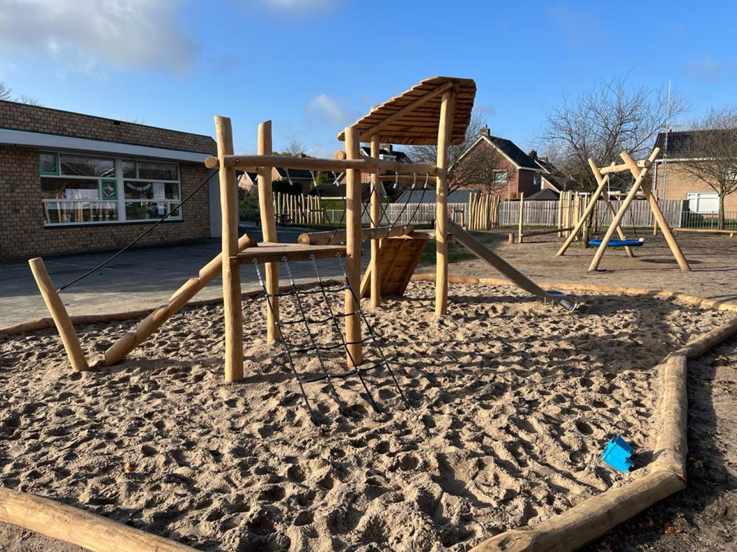 Speeltoren Dubbel met RVS glijbaan