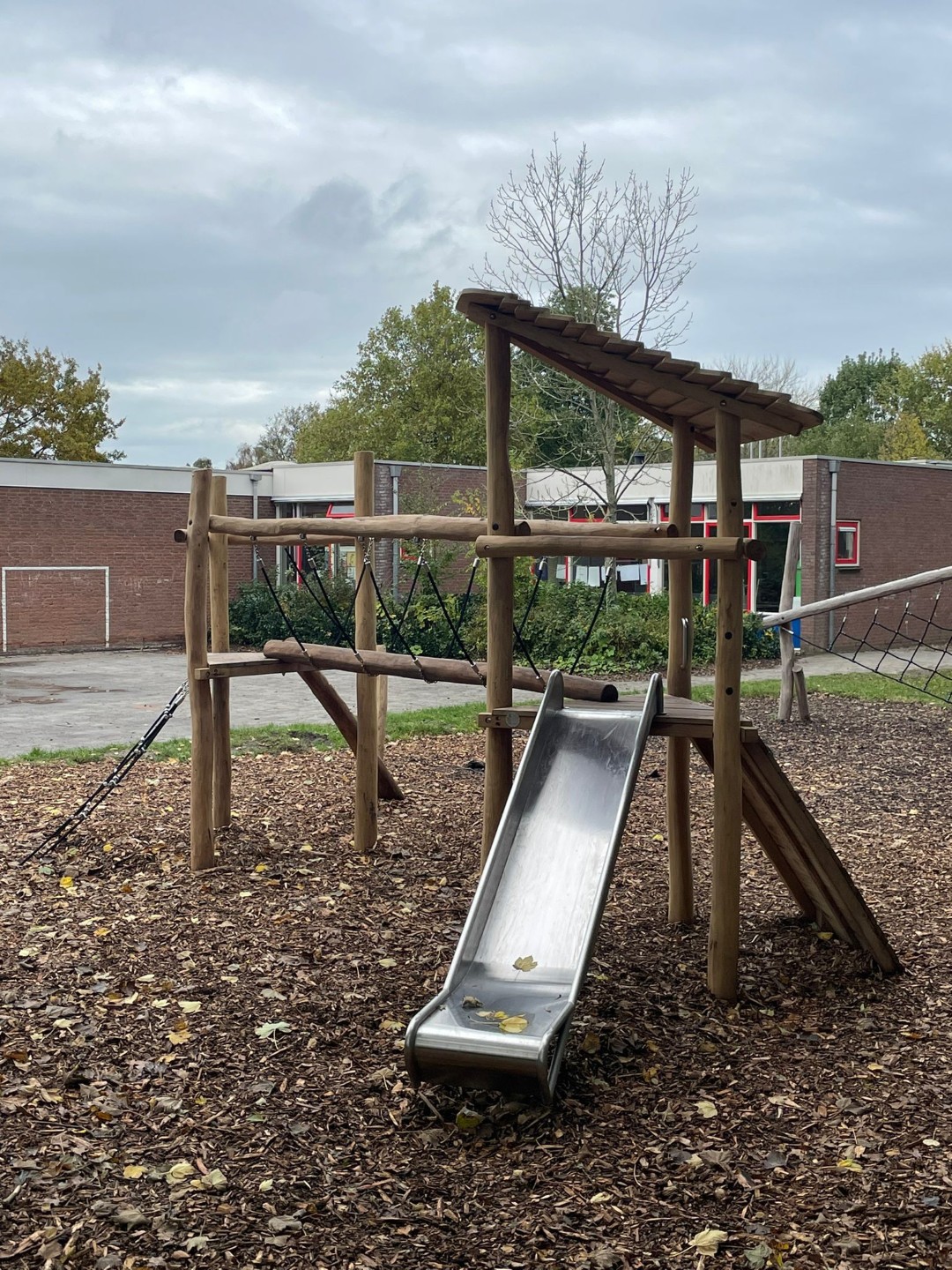 Speeltoren Dubbel met RVS glijbaan