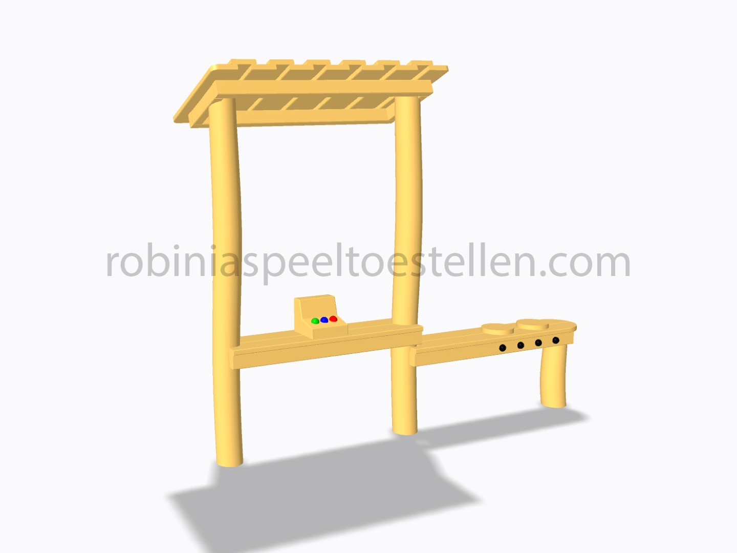 Kassa, toonbank met dak, kookstel, recht